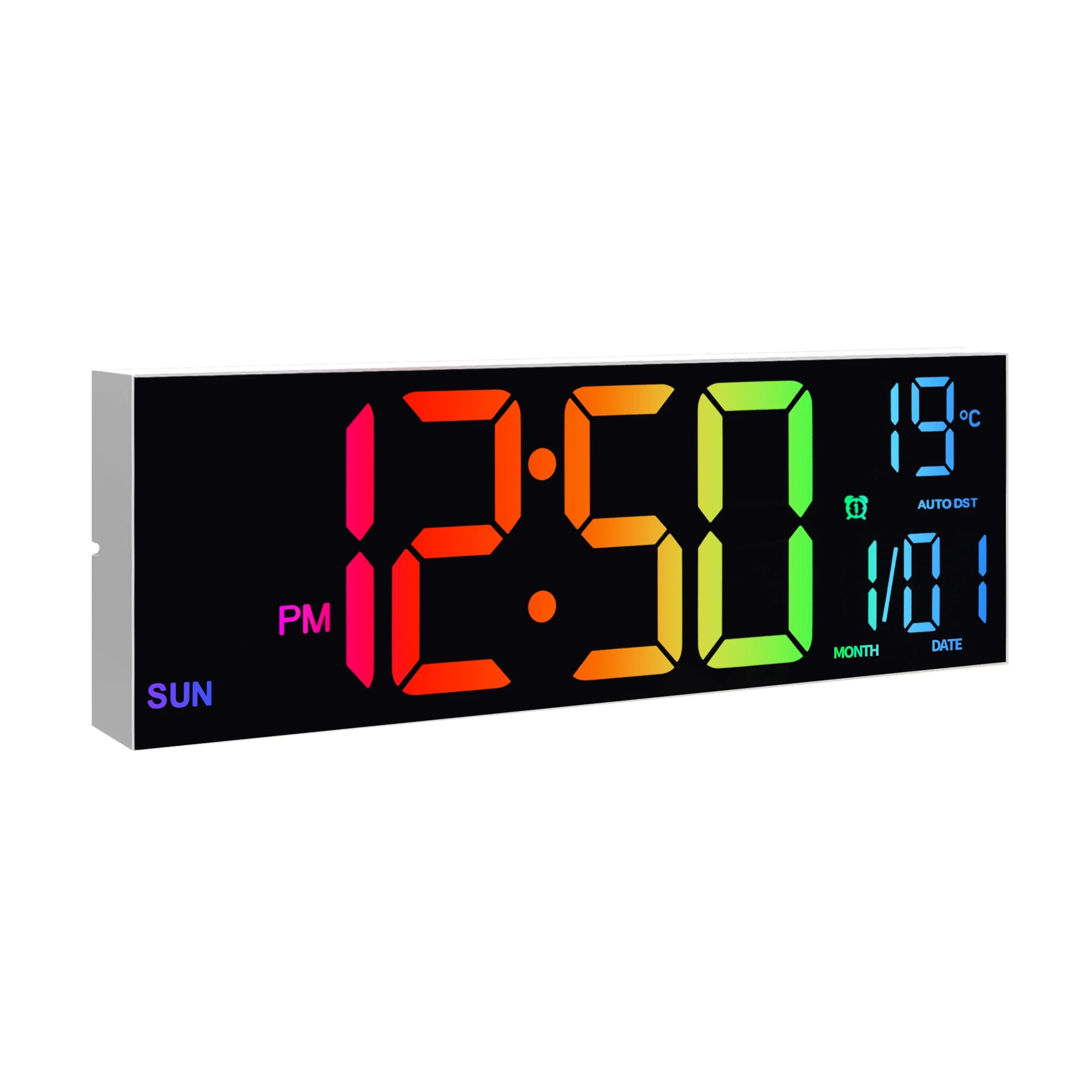 16’’ Large Digital Wall Clock Big LED Display with Remote 8 RGB Color Alarm DST Temperature for Living Room Kitchen