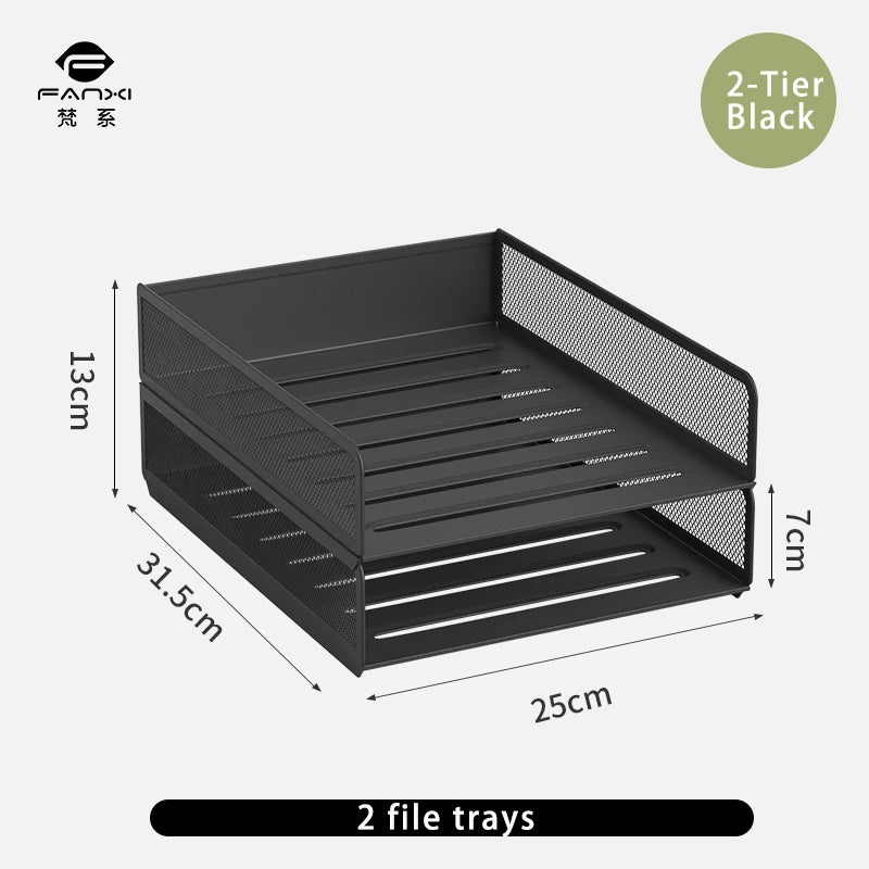 Desktop metal file tray Thickened metal tray Desktop file rack Metal file frame Office storage rack Paper storage