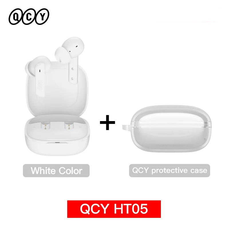 QCY HT05 ANC Wireless Earphone 40dB Noise Cancelling Bluetooth 5.2 Headphone 6 Mic ENC HD Call TWS Earbuds Transparency