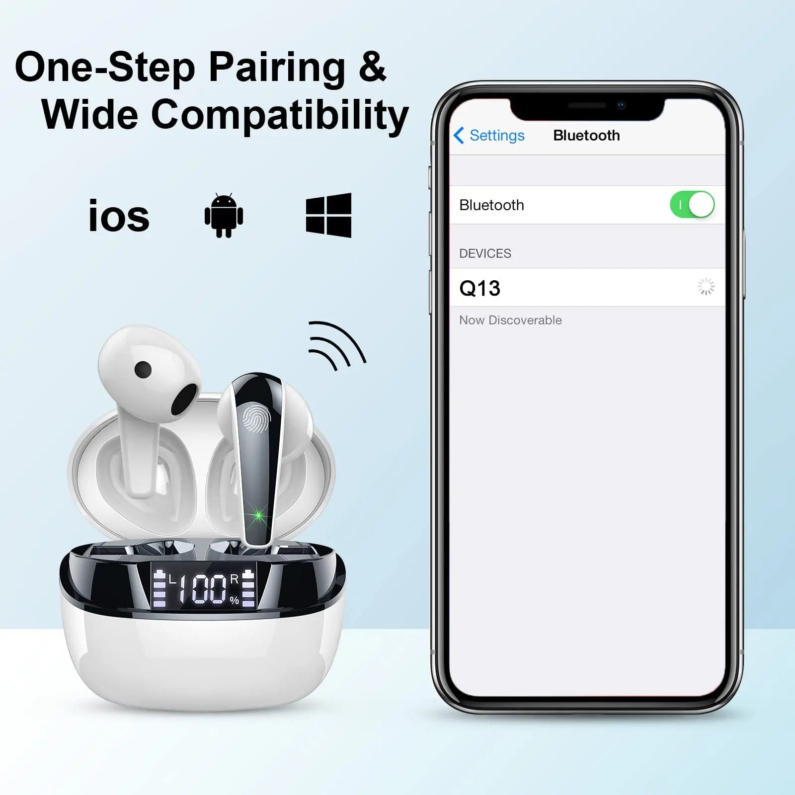 Wireless Earbuds Bluetooth 5.3 Headphones In Ear with Dual Mic 35H Wireless Earphones Sport with ENC Noise Canceling