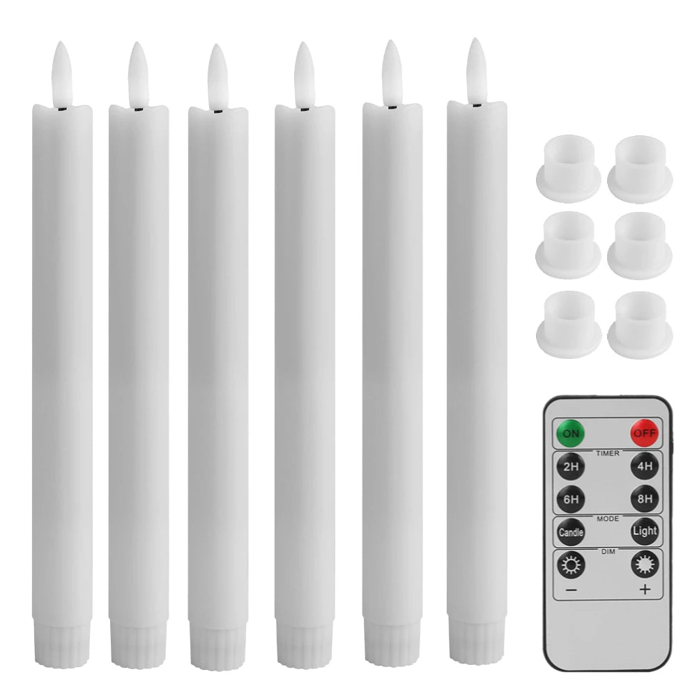 LED Flameless Taper Candles Flickering with 10-Key Remote 11’’ Battery Operated Ivory Candlesticks Christmas Home