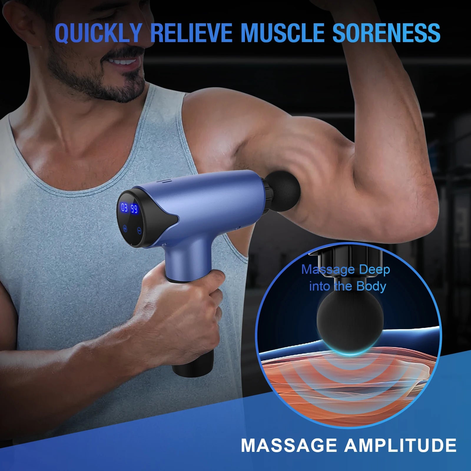 Sejoy WS-028 Fascia Gun Tissue Massager 30 Speeds Lightweight Body Massage with LED Touch Screen 10 Replaceable Massage