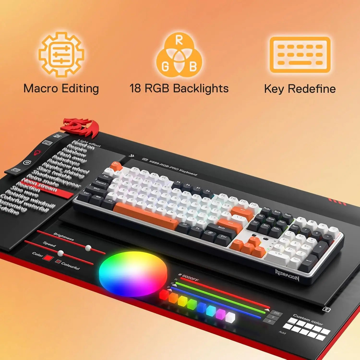 Redragon K689 PRO Wireless Gasket RGB Gaming Keyboard 108 Keys Mechanical Keyboard w/Extra 4 Hotkeys Upgraded