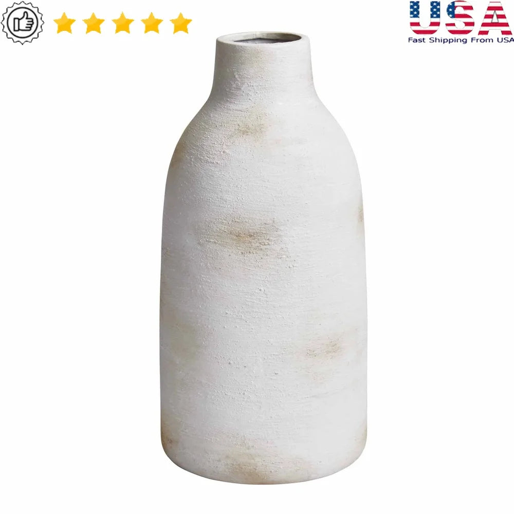 brushed-wash-ceramic-vase-decorative-piece-home-living-room-kitchen-tabletop-artisanal-organic-design-narrow-opening-display