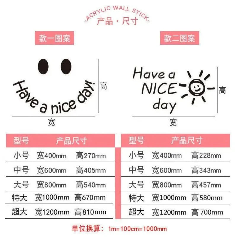 Have A Nice Day English Stickers Room Decoration Acrylic Material Wall Stickers Shops Office Dormitory 3D Art Bedroom