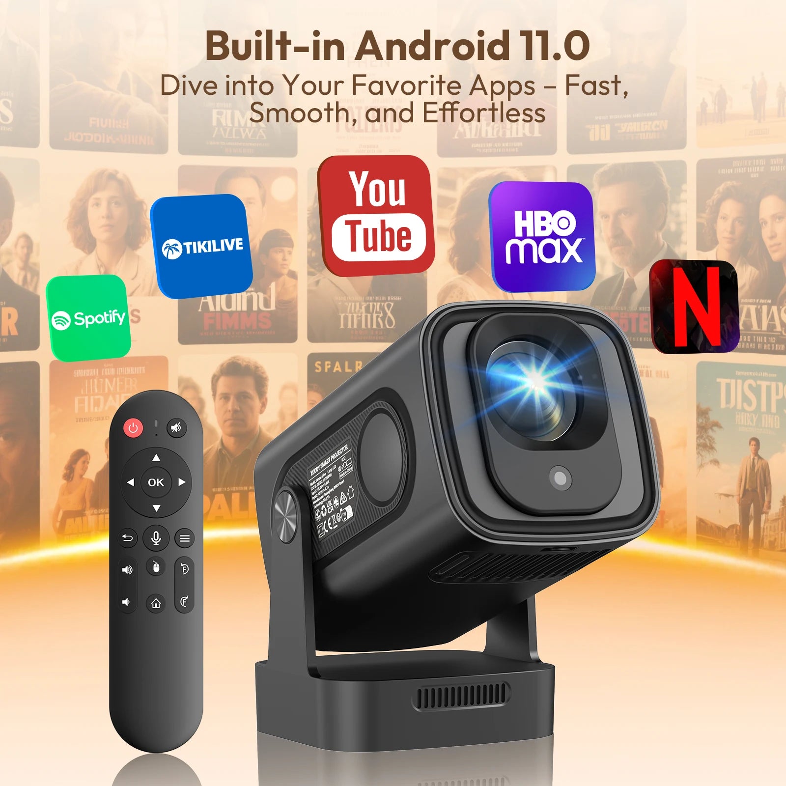 XGODY 4K HD 300ANSI Projector Cinema Bluetooth WiFi 1080P Android Home Theater Smart