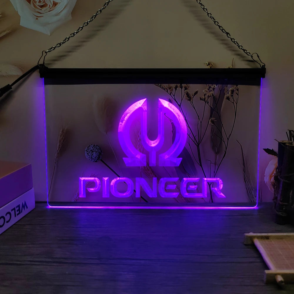 Pioneer Vu LED Neon Sign-3D Carving Wall Art for Home,Room,Bedroom,Office,Farmhouse Decor - Violet / UK-30x20cm
