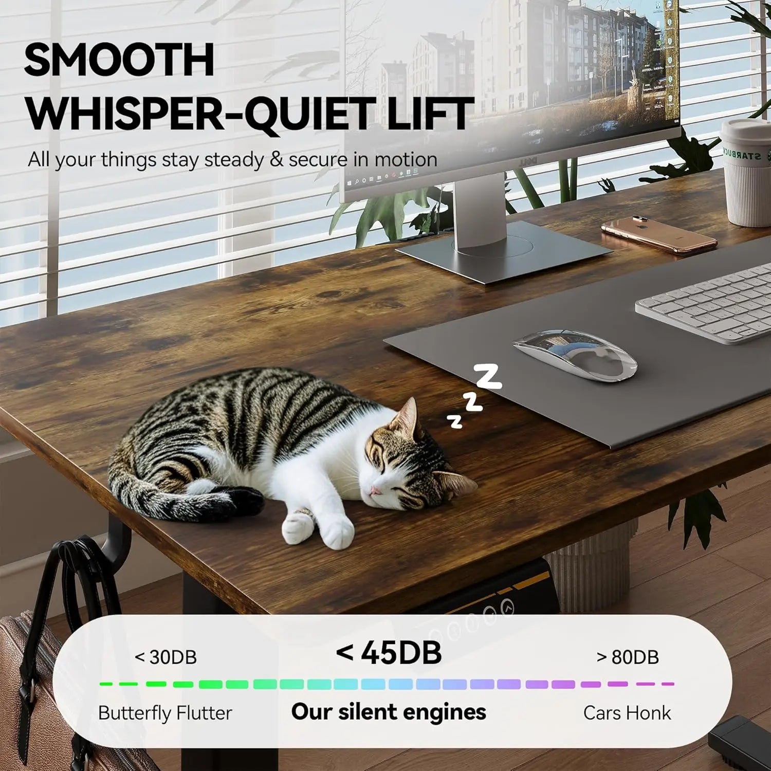 Electric Standing Desk 48x24 Adjustable Height with Wheels Ergonomic Sit Stand Desk for Office Home Workstation Rustic