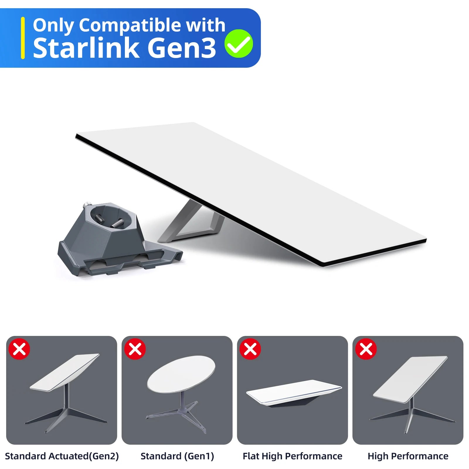 For Starlink Gen 3 Mount Pipe Adapter with 20pcs Clips for Starlink Gen3/V4 Mounting Plate Roof Mount Kit Pole Mount