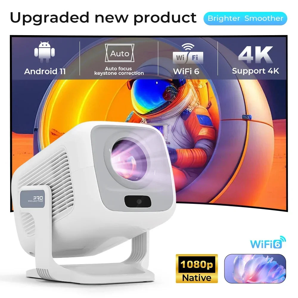 LynCast Smart Pojector 4K Full HD 600Ansi Native 1080P WIFI6 BT5.4 Android 11 Beamer Autofocus&keystone Home theater