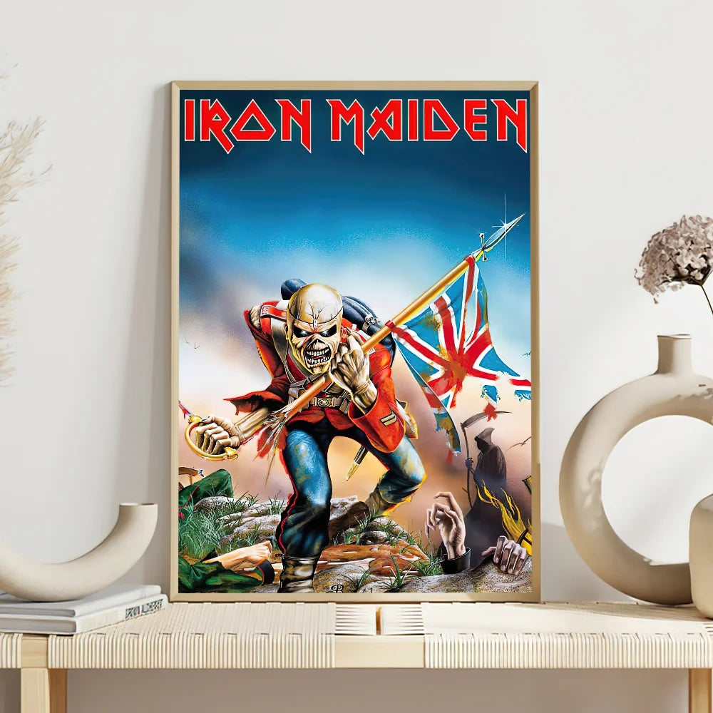 Band I-Iron M-Maiden Poster Self Adhesive Painting Living Room Office Decoration Bedroom Home Wall Sticker Prints - z9
