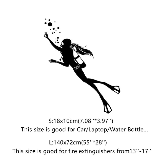 Girl Scuba Diver Wall Decal Which Can Be Combined With A Fire Extinguisher Office Creative Wall Sticker Car Laptop Cup