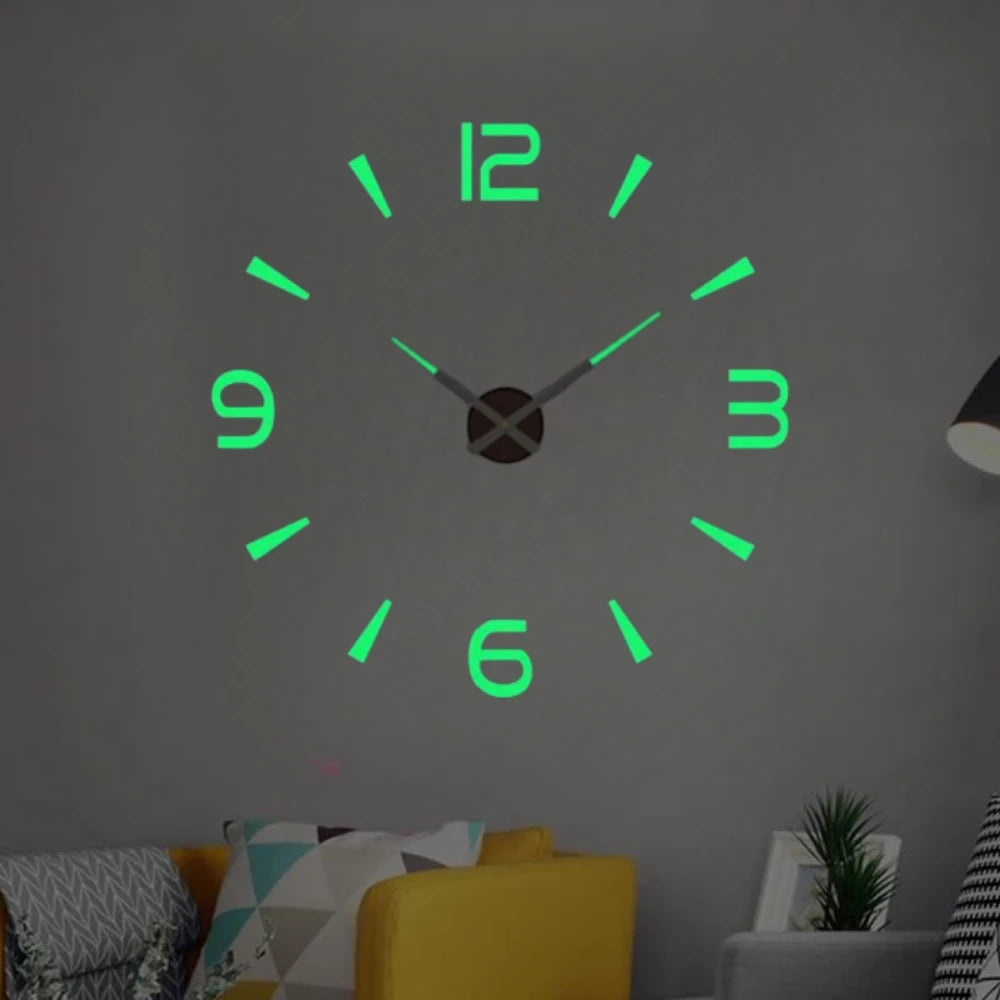 Large 3D Wall Clock Luminous Classic Wall Clocks DIY Digital Clock Wall Watches Stickers Silent Clock for Home Living