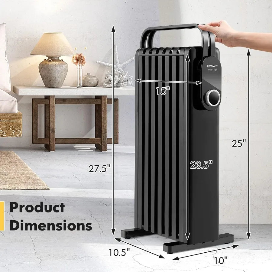 Oil Filled Radiator Heater 1500W Electric Space Heater with Foldable Hanging Rack for Home Office and Indoor Use Offers