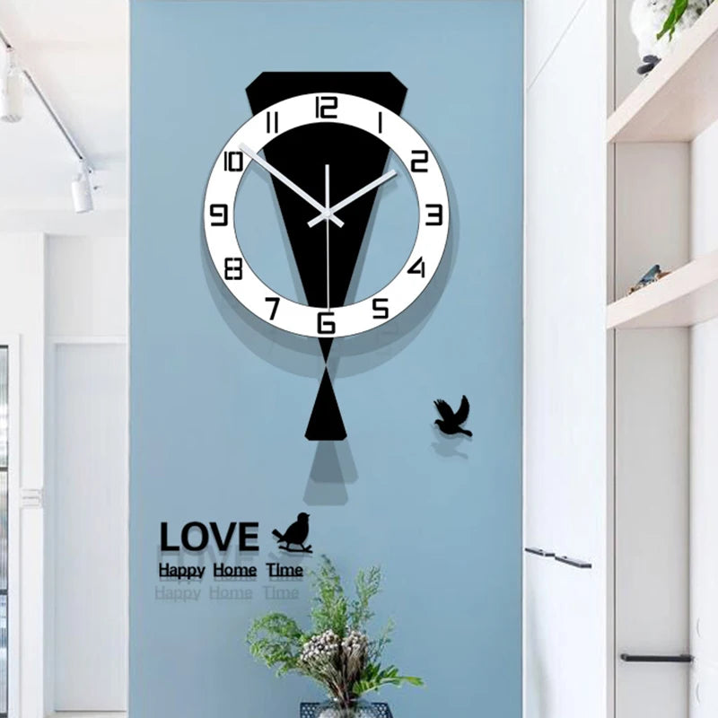 Swinging Wall Clock Living Room Luxury Home Decoration Restaurant Entrance Silent Wall Hanging Clock Living Room