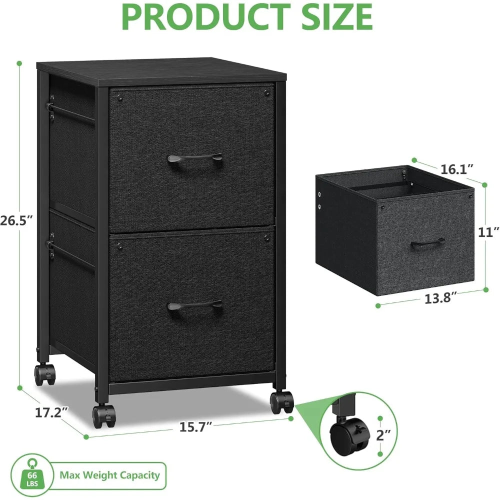 File Cabinet 2 Drawer Fabric Filing Cabinet Small Rolling Printer Stand Lateral Filing Cabinets Fits A4 Letter Legal