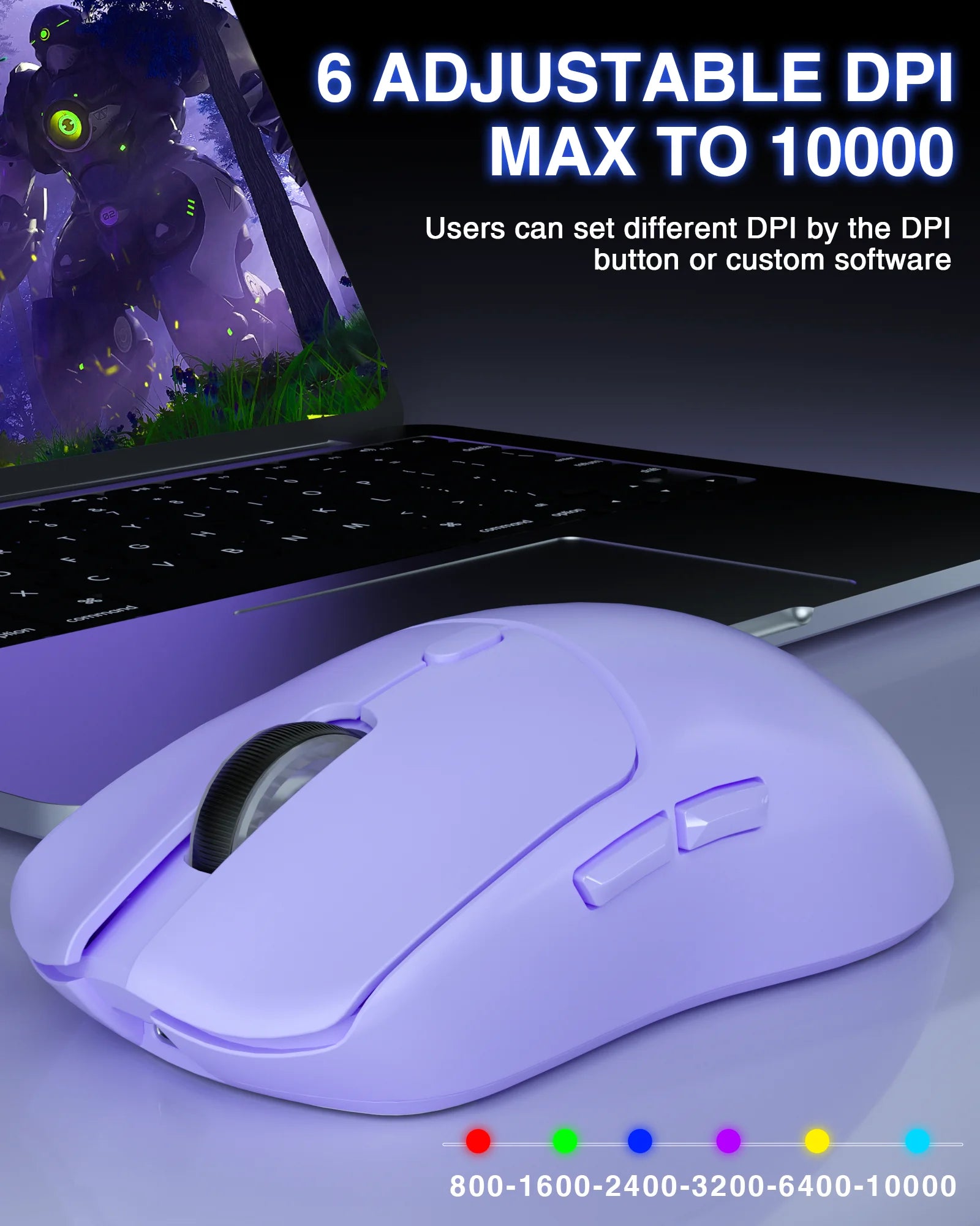 AULA SC580 Gaming Mouse Tri-mode Rechargeable Ergonomic Bluetooth Mouse 10000 DPI Wireless Bluetooth Mice for Office