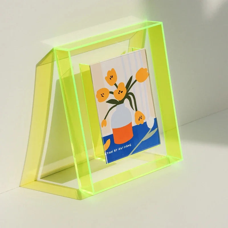 5 Inch Transparent Acrylic Photo Frame Box Photocard Holder Interior Frame Picture Display Stand Office Home Desktop