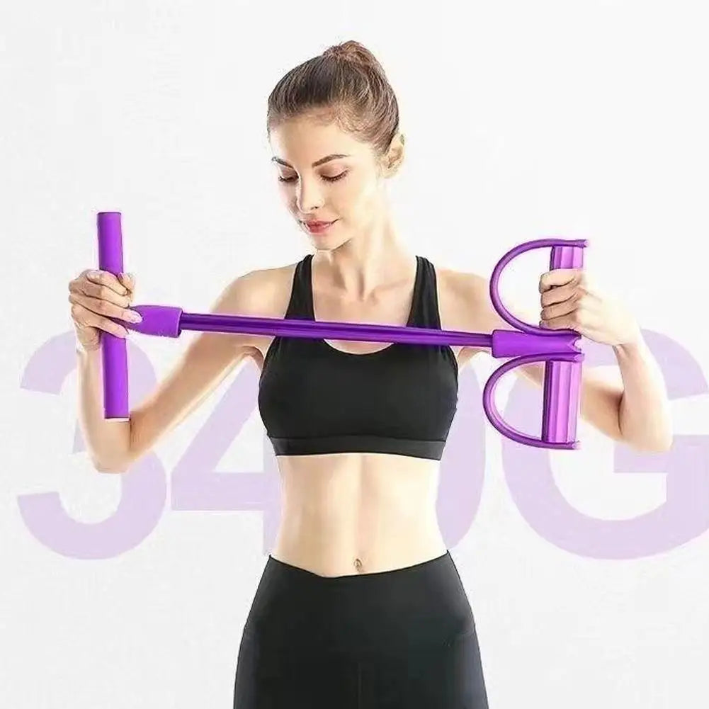 Siix-Tube Pedal Tensioner Resistance Band Multi-Functional Tension Rope Fitness Bands Elastic Yoga Pedal Puller