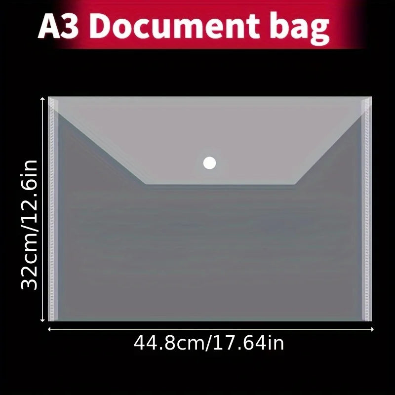 12 Pcs Pocket Storage Transparent File Bag Office Folders Document 4500X3200X010CM Pp A3 Envelopes Documents