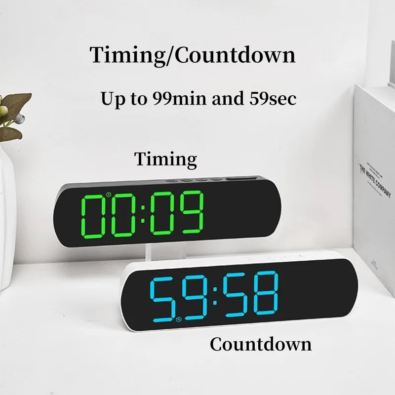 LED Alarm Clock TEMP Humidity Date Week Display Dual Alarm Timer Countdown DST Snooze Auto Dimming 12/24H Digital Table