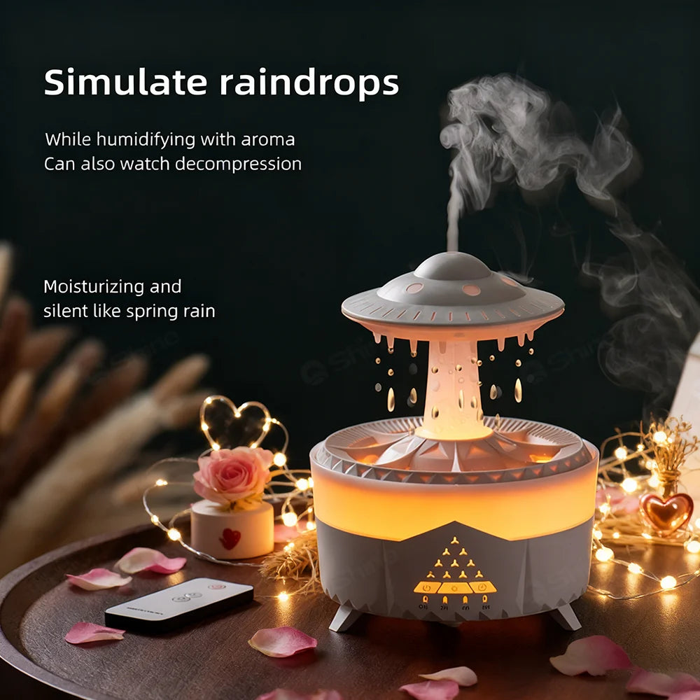 1PC Wall Plug Simulated Raindrop Air Humidifier with Ambient Lights Essential Oil Diffuser Aroma Diffuser for Office