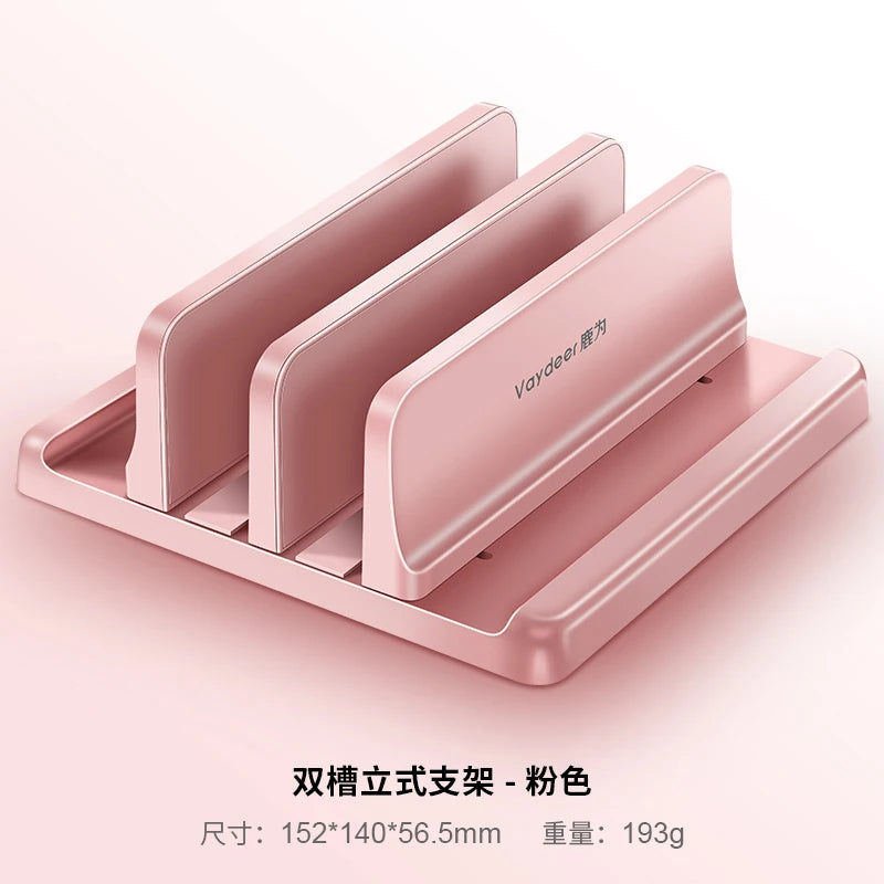 Vaydeer Pink Plastic Vertical Laptop Stand Holder Adjustable Desktop Notebook Dock Space-Saving 3 In 1 For Women
