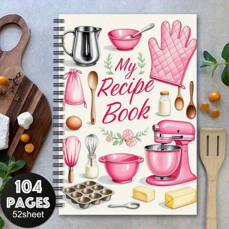 1 Recipe Notebook A kitchen planner with cute cooking patterns and pastel-colored food journal for home cooks and meal