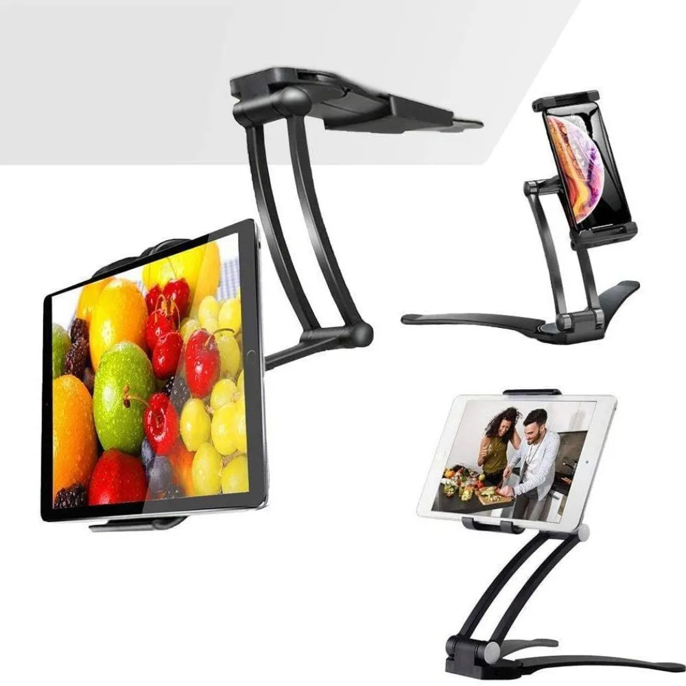 Kitchen Tablet Stand 360 Portable 6 To 12.9 Inch Universal Tablet Stand & Phone Holder for Wall Desktop Tablet Mount