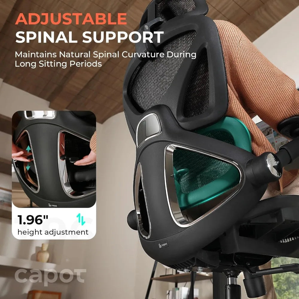 Ergonomic Mesh Office Chair Adjustable Lumbar High Back Desk Chair 400lbs 4D Flip-up Arms 3-Level Tilt Backrest 3D