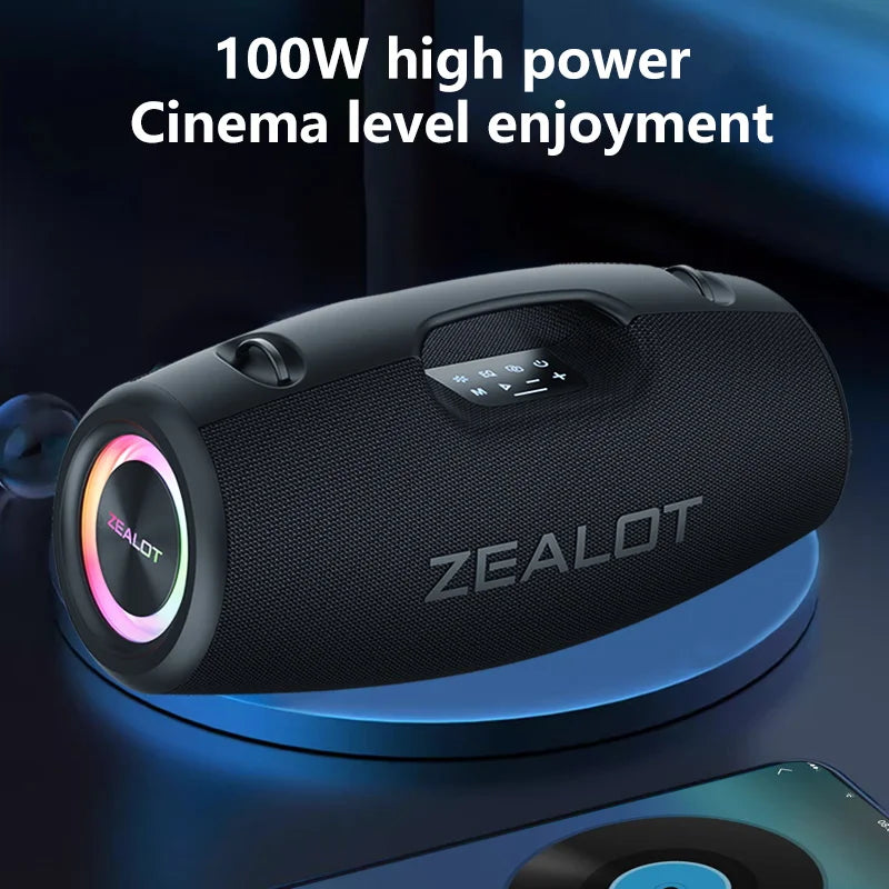 Zealot S78 100W Wireless Speakers DSP Technology,Dream Light Outdoor Portable Subwoofer Speaker Dual Pairing,24000mAh.