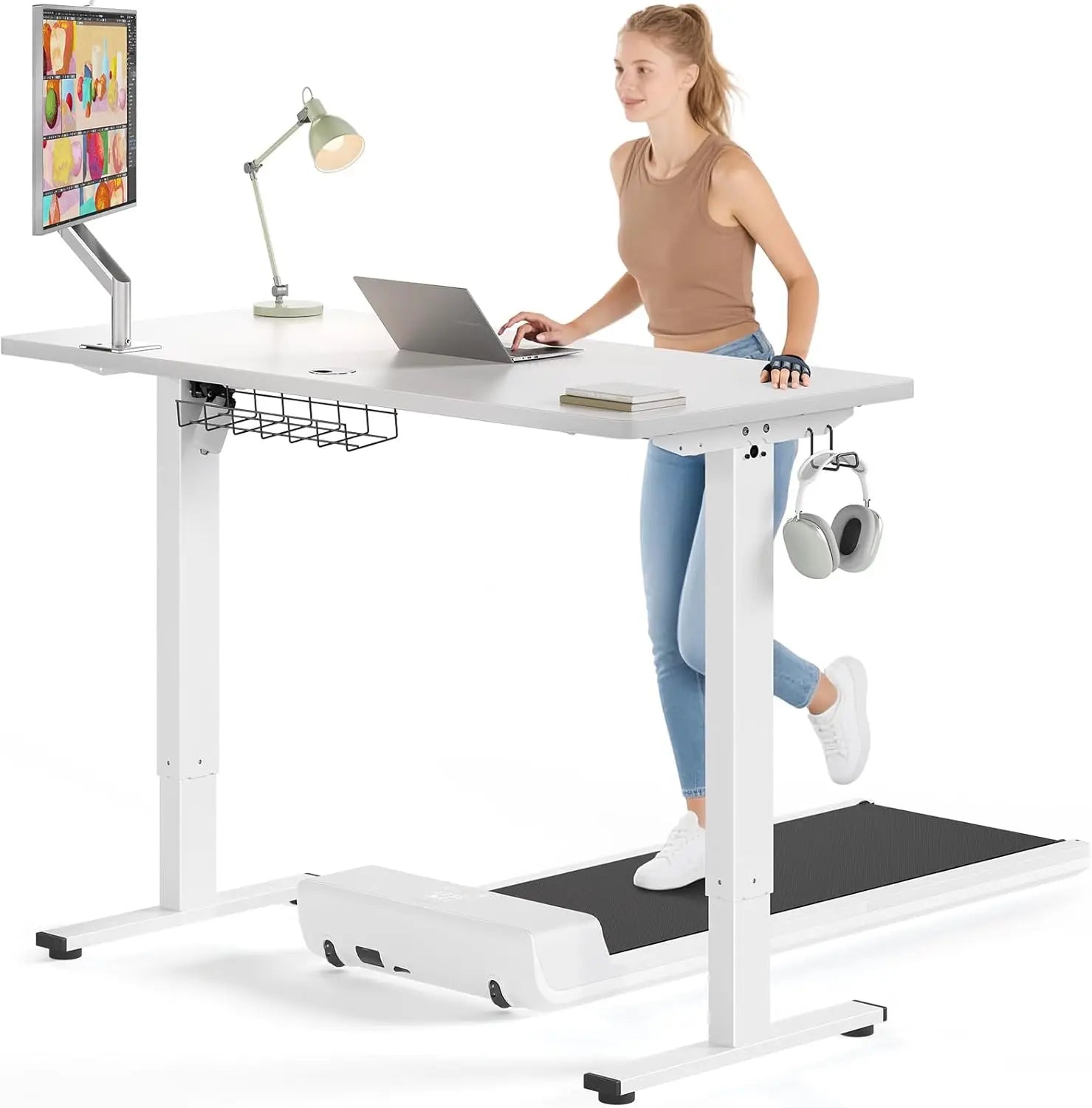 Electric Standing Desk Adjustable - 48 x 24 Inch Sit Stand up Desk with Cable Management - 3 Memory Preset Adjustable