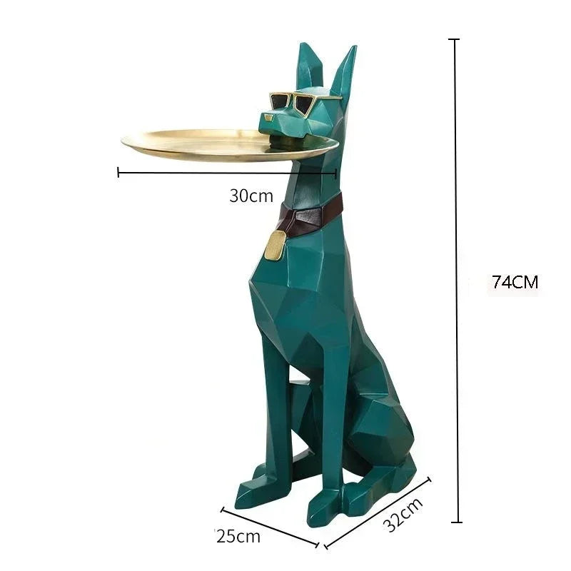 Giant Doberman Figure Side Table Large Dog Statue Plate Doberman Sculptures Luxury Living Room Decoration Home Decor