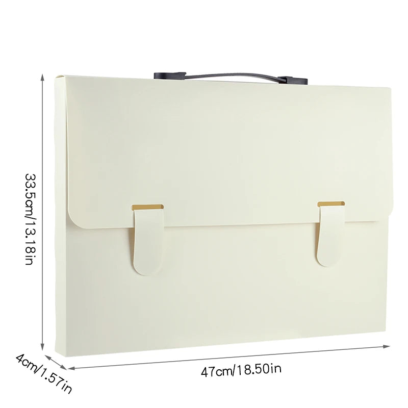 A3 Handheld File Storage Bag Large-Size Document Organizer Office Portfolio Folder 4K Artwork Storage Holder - Beige-A3