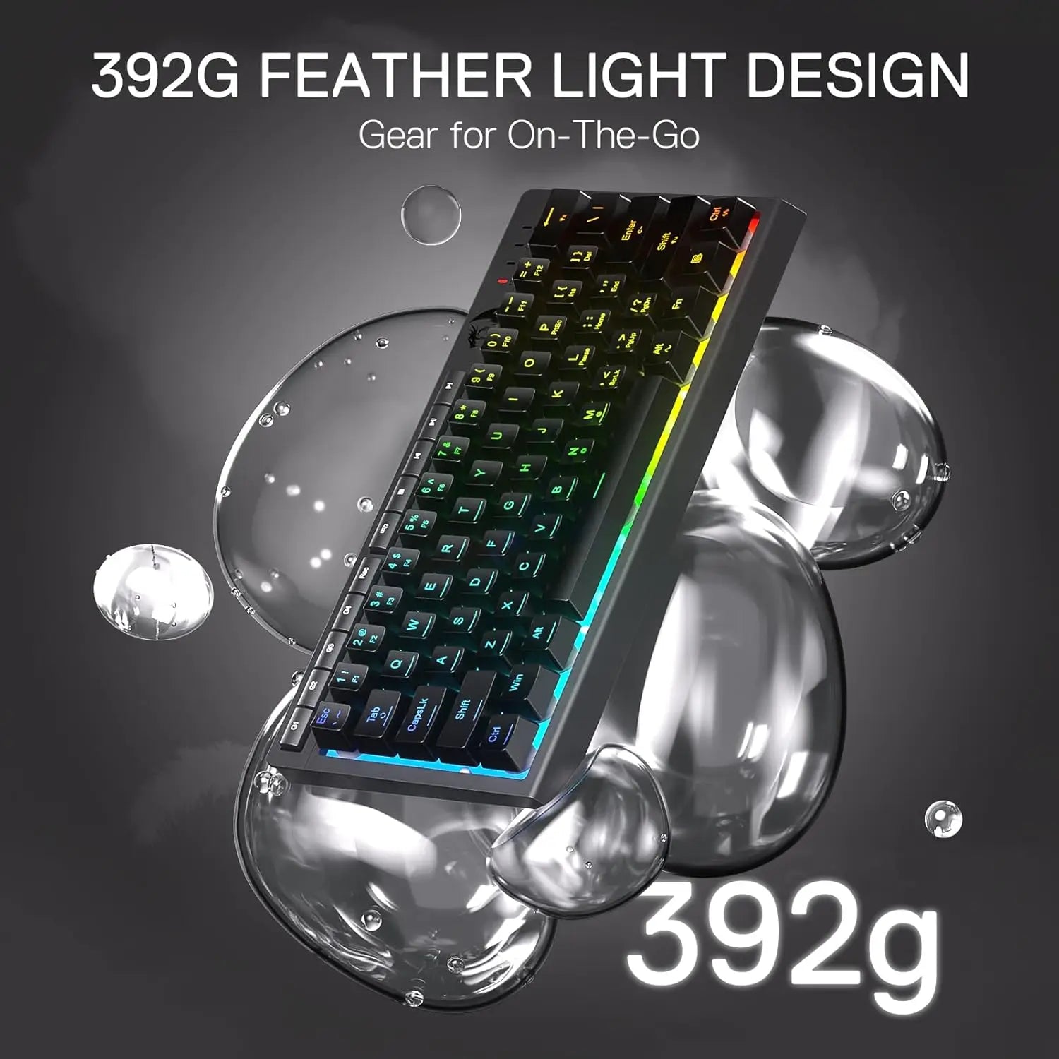 Redragon K522 60% Wired RGB Membrane Gaming Keyboard,Compact 61 Keys Linear Mechanical-Feel Switch - Desktop
