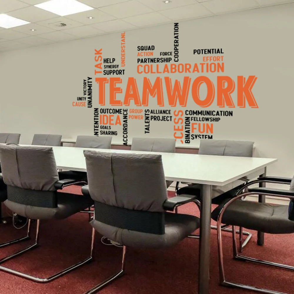 Teamwork Office Inspirational Quote Wall Sticker Decal Business Success Cooperation Motivational Quote Decor