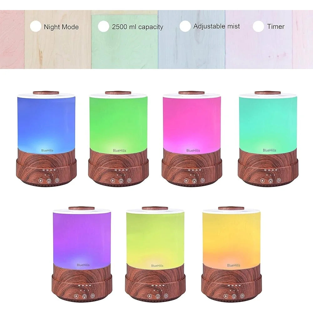 Premium Essential Oil Diffuser Aromatherapy Humidifier Large Room 30 Hours Runtime 7 LED Colors Touch Control Mist Air