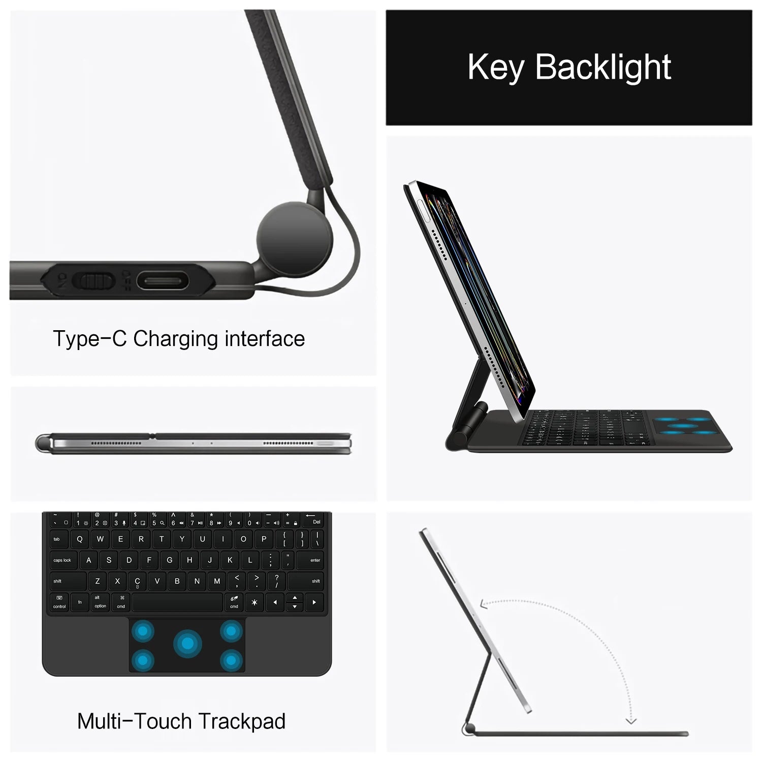 Keyboard Case For iPad Pro 13 Inch (M4) 2024 Magnetic Smart Magic Keyboards Folio Cover Backlight With Multi-Touch