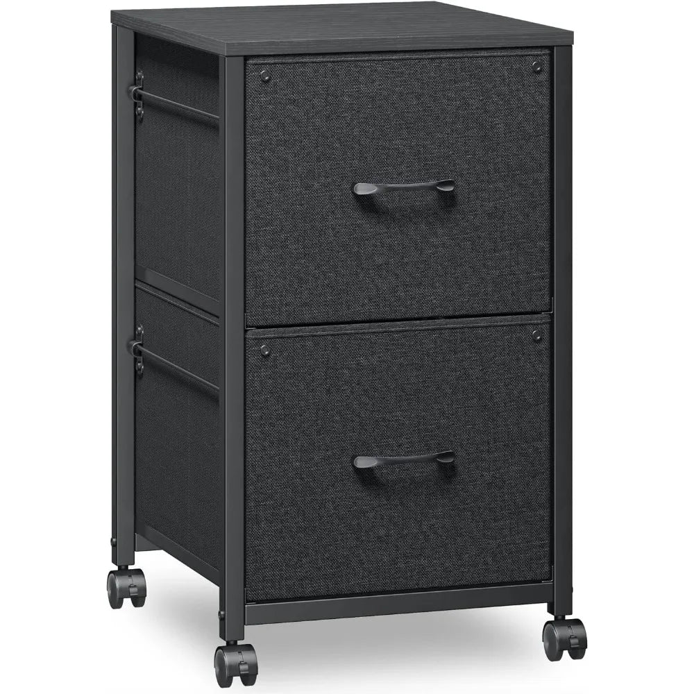 File Cabinet 2 Drawer Fabric Filing Cabinet Small Rolling Printer Stand Lateral Filing Cabinets Fits A4 Letter Legal