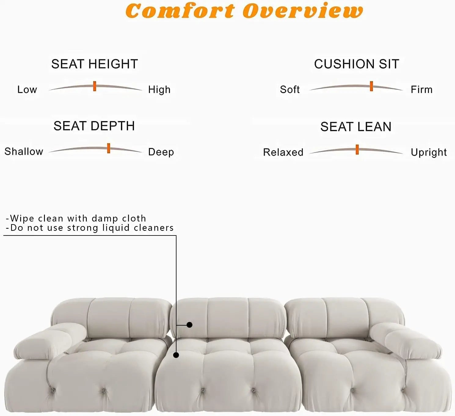 104’’ Minimalist Modular Sectional Sofas Modern Velvet Convertible Couches 3 Seats Living Room Sofa Sets for Office