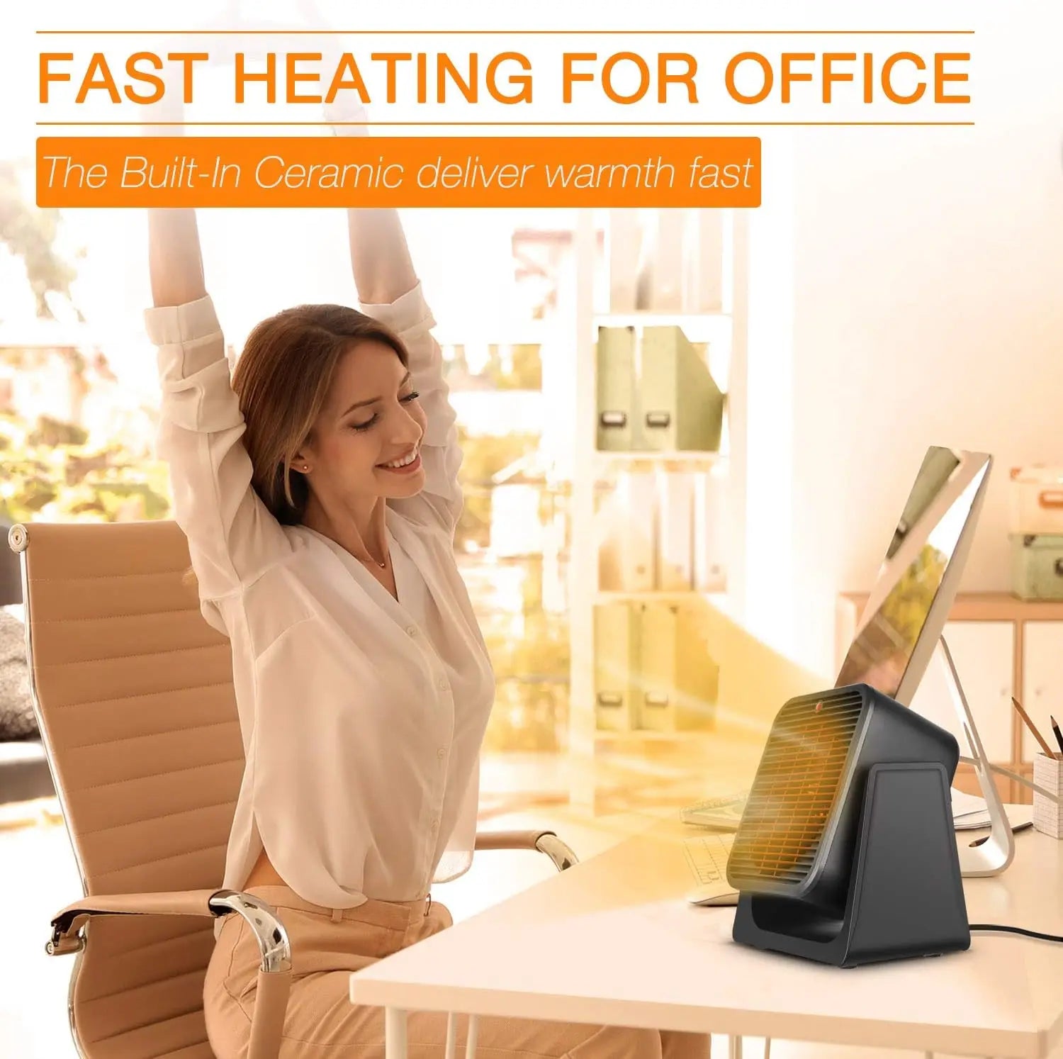2-in-1 Cooler & Heater Desk Fan - Small Electric Combo with Tip Over & Overheat Protection for Home Office Bedroom