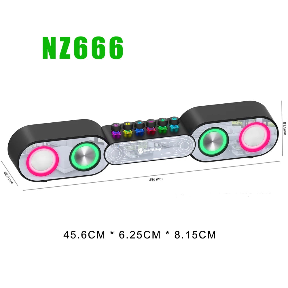 Rechargeable Wooden Alarm Clock with Bluetooth Soundbar Subwoofer Speaker and FM Radio for Home or E-sport Game Room