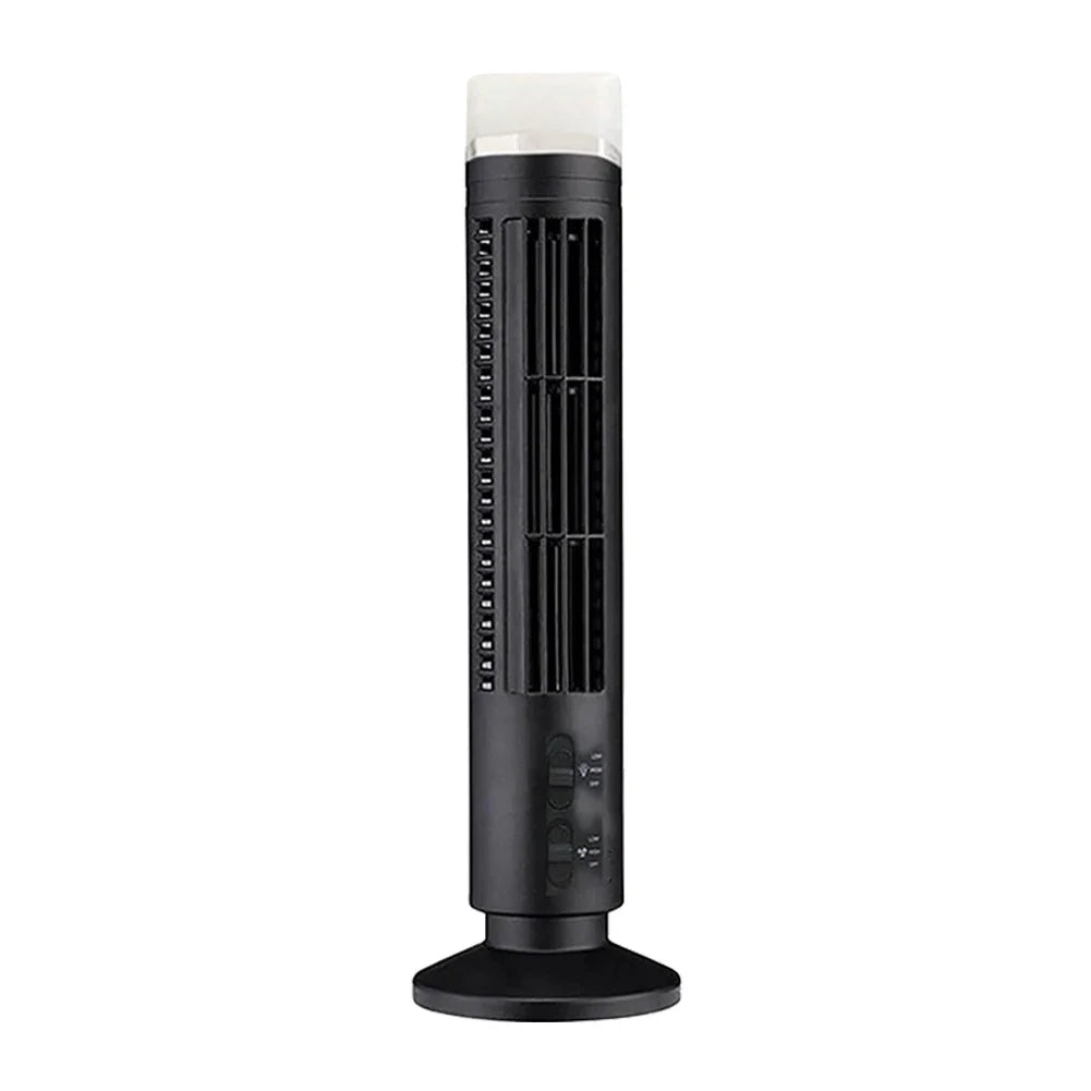 LED Tower Fan Bladeless Cooling Fan 2 Gear Speed No Leaf Air Conditioner Portable Electric Floor Fan for Living Room