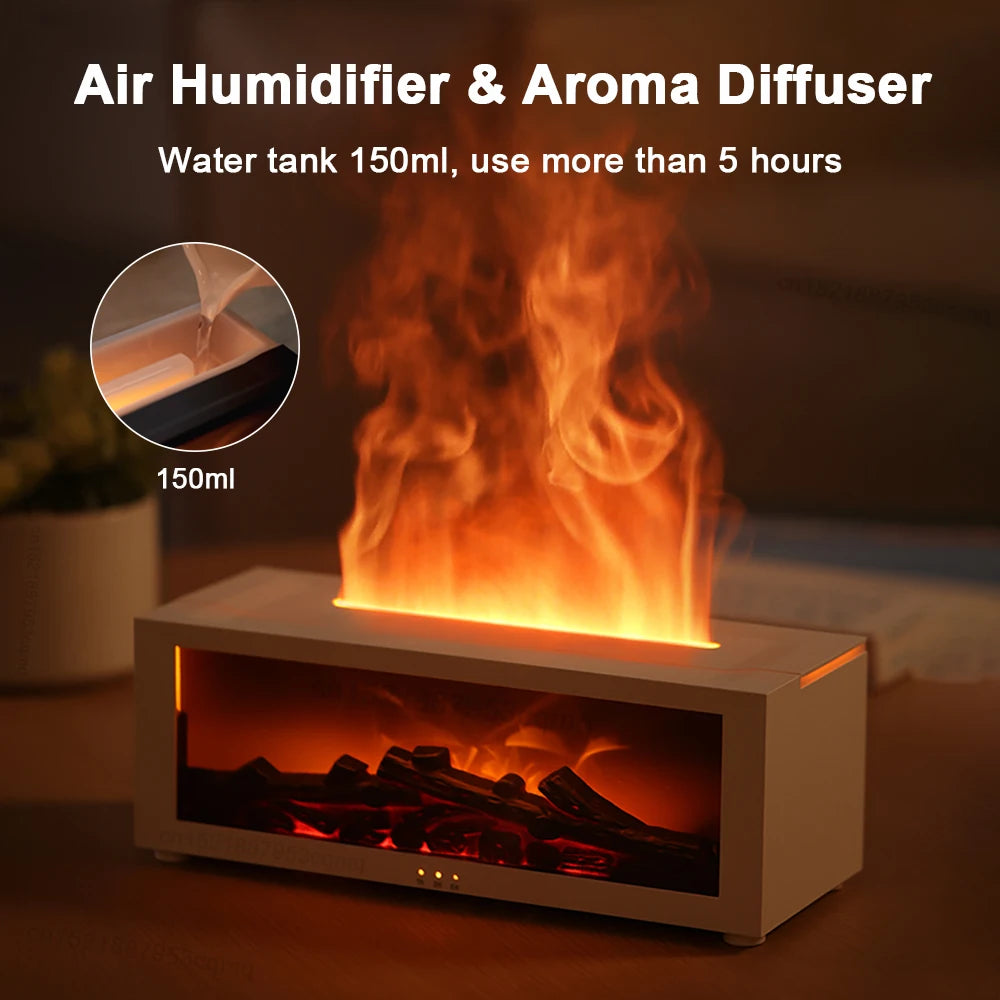 Air Humidifier Essential Oils Humidifiers Home Aroma Humidifier Flame Automatic Fragrance Diffuser With LED Light
