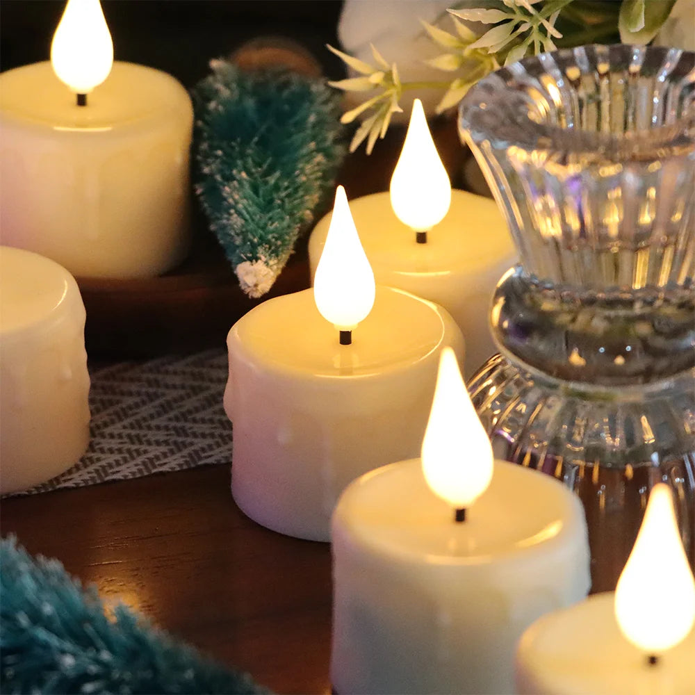 FPOO Rechargeable Candles Flameless Tea Light With Remote Control Timer LED Lighting Lamp For Home Decor Holiday