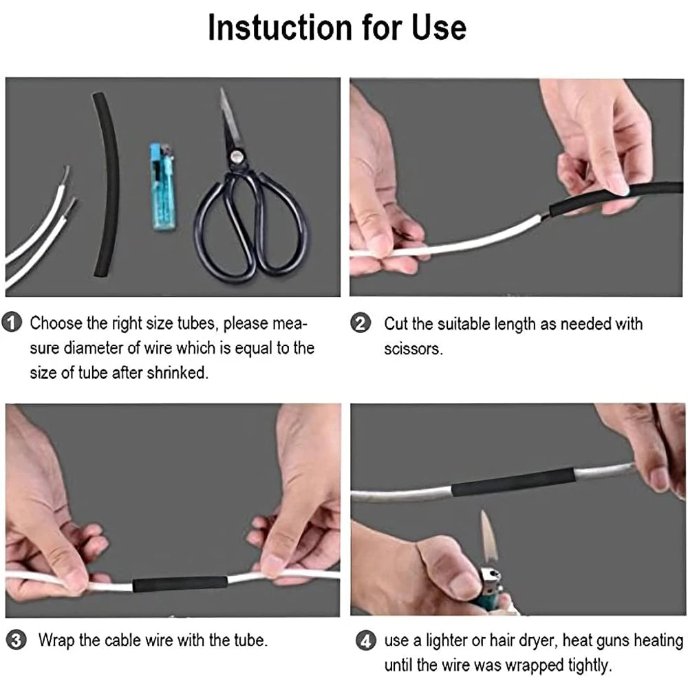 127Pcs Durable Heat Shrink Sleeving Tubing Tube Assortment Kit Electrical Connection Electrical Wire Wrap Cable