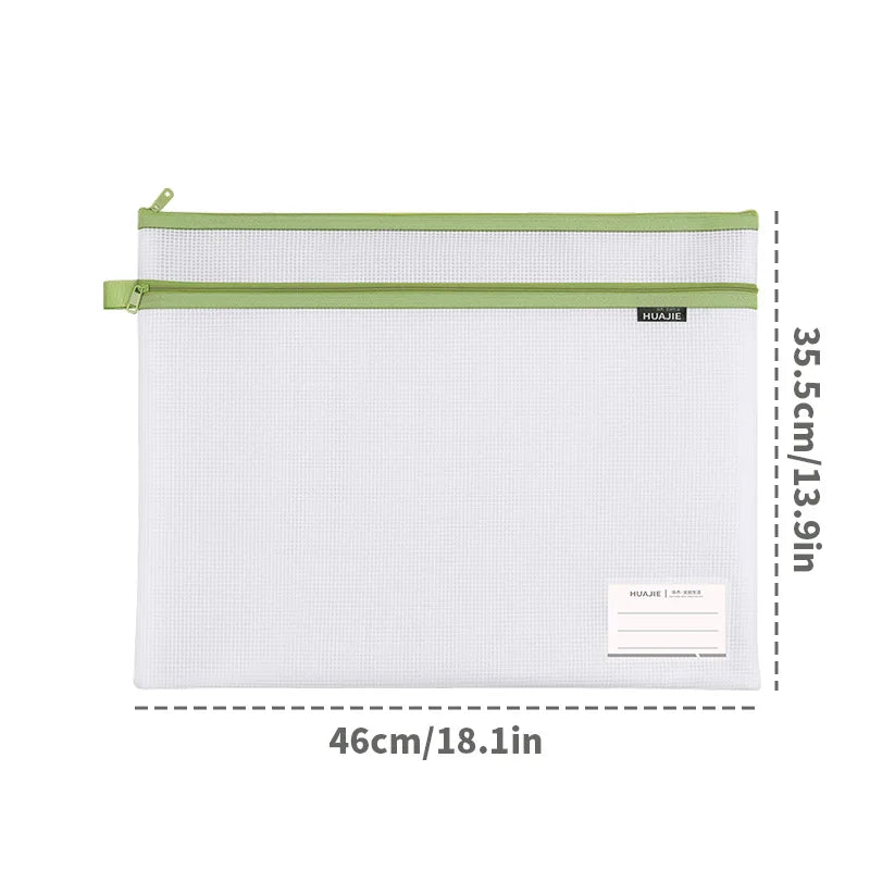 HUAJIE A3 EVA File Bag Thick Double Zipper Document Organizer Large Capacity Transparent Mesh Art Paper Storage