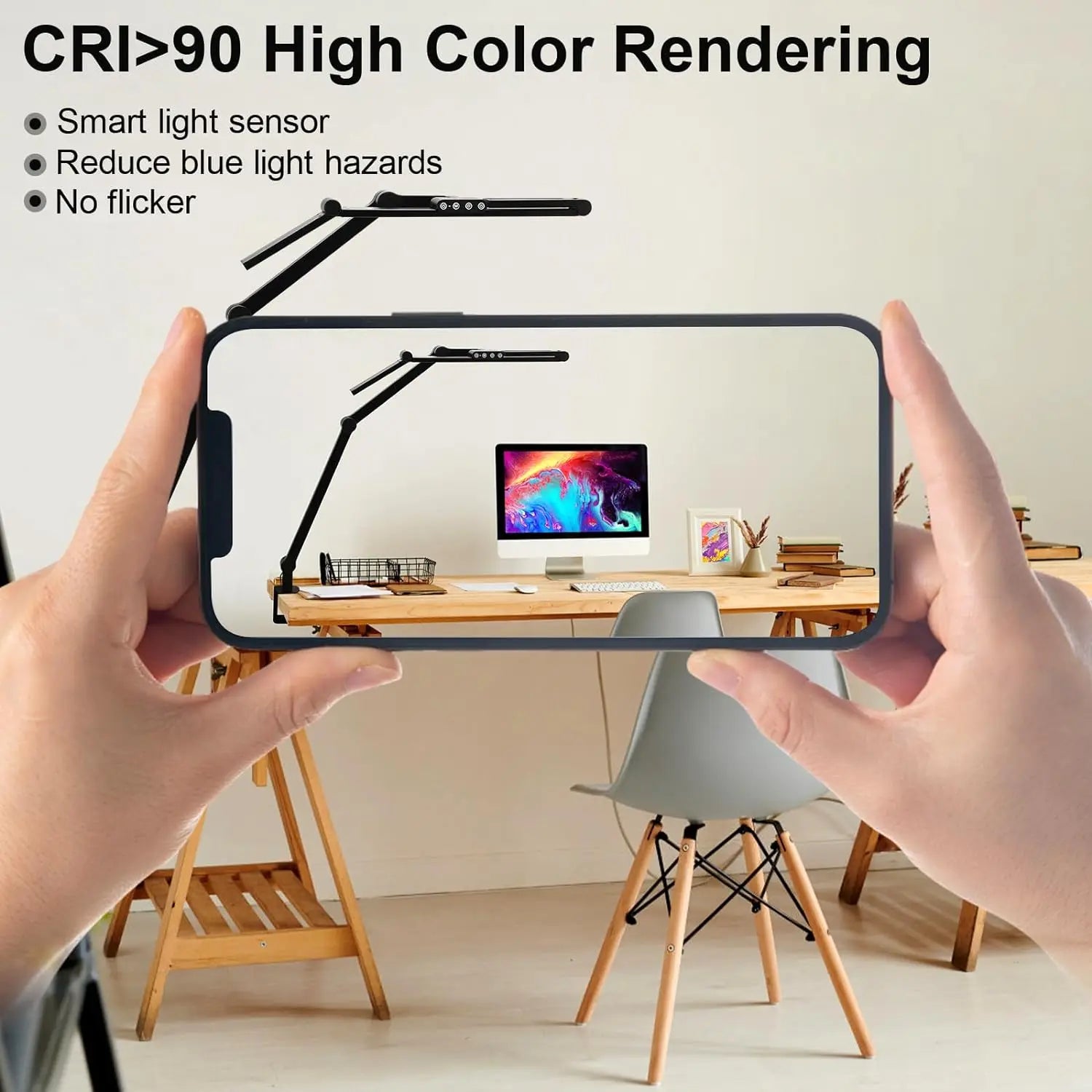 28.2’’ Large Transformable LED Desk Lamp with Clamp Architect Ultra Bright 24W Light Auto Dimming and Sensor Design