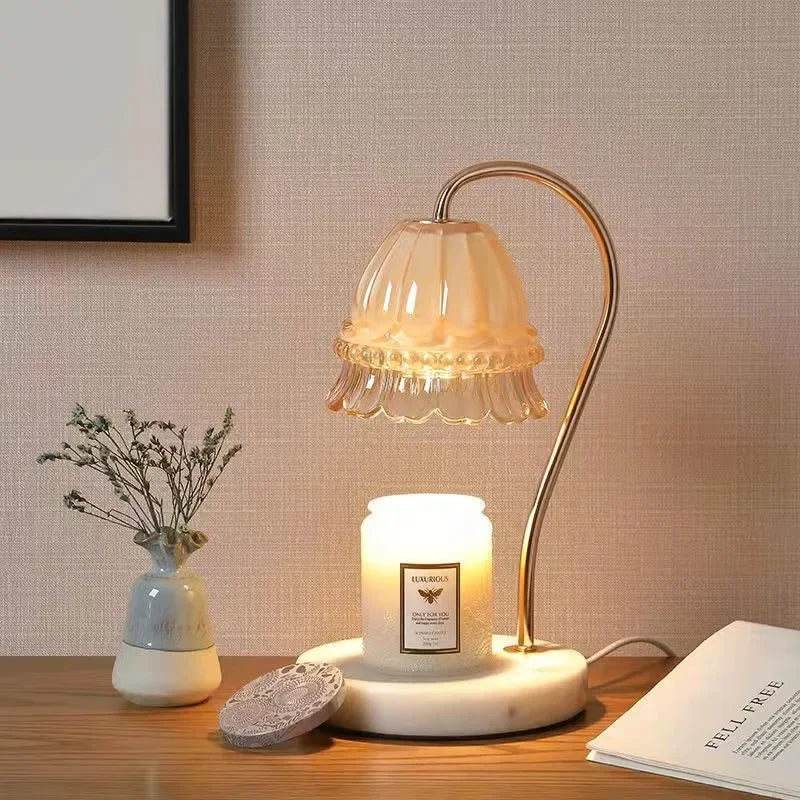 Aromatherapy Candle Lamp Retro Nostalgic Marble Molten Wax Lamp Household Creative Plug-in Dimming Candlestick Desk