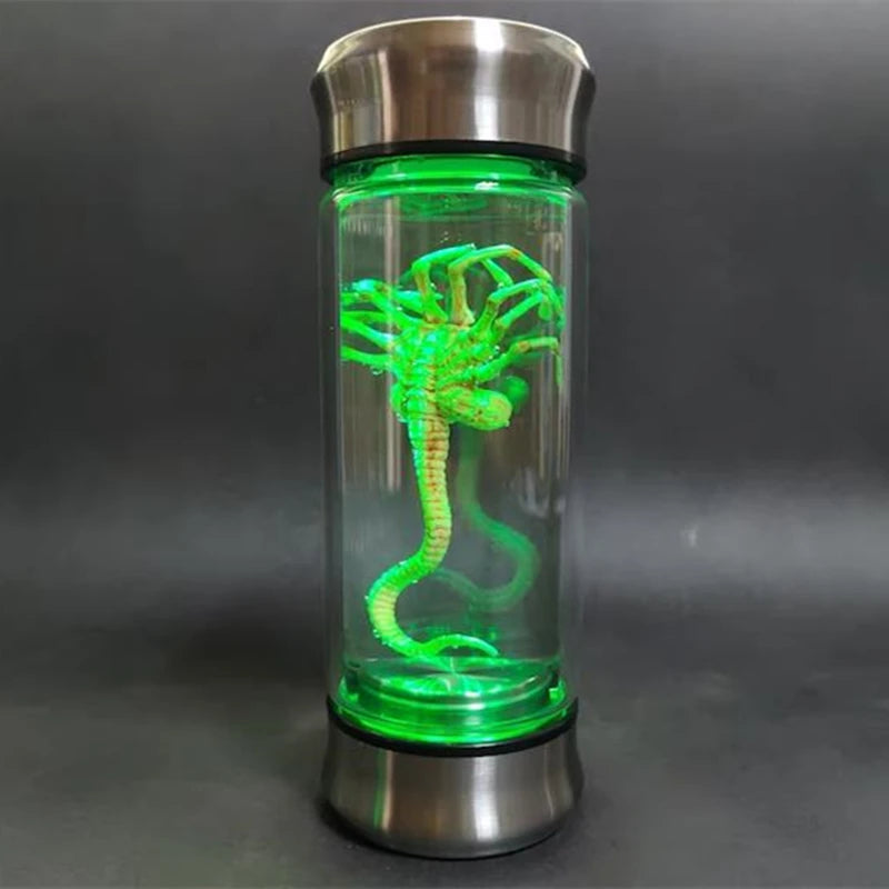 Alien Glow Jar Xenomorph Specimen Facehugger Embryo Glass Jar Movie Prop Replica Home Decor Desktop Crafts Sculpture